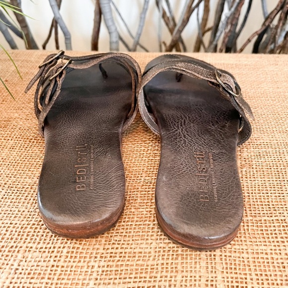 Bed|Stu Hilda Leather Flat Sandals in Graphite Size 7 - Picture 6 of 10